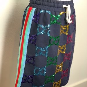 NWT Gucci Technical jersey skirt with GG sequins